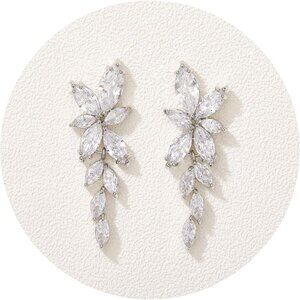 Marquise Cubic Zirconia Bridal Earrings, Elegant Wedding Earrings for Brides Bri